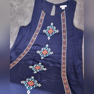 Xhilaration Navy Embroidered Sleeveless Shift Dress LIKE NEW Women's Sz XS